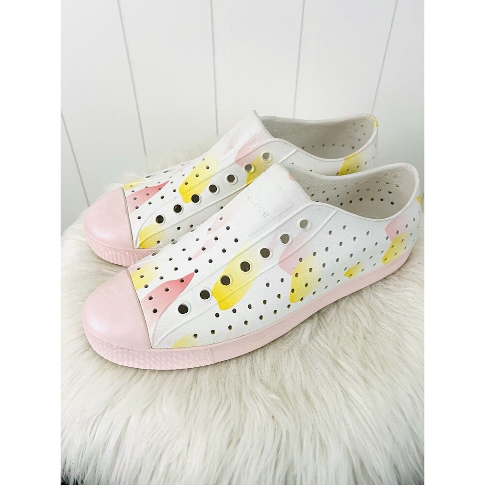 Native Mens Jefferson Print Balos Pink White EVA Rubber Sneakers Size 12